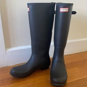 Hunter Women’s Tall Back Adjustable Rain Boots - Matte Black